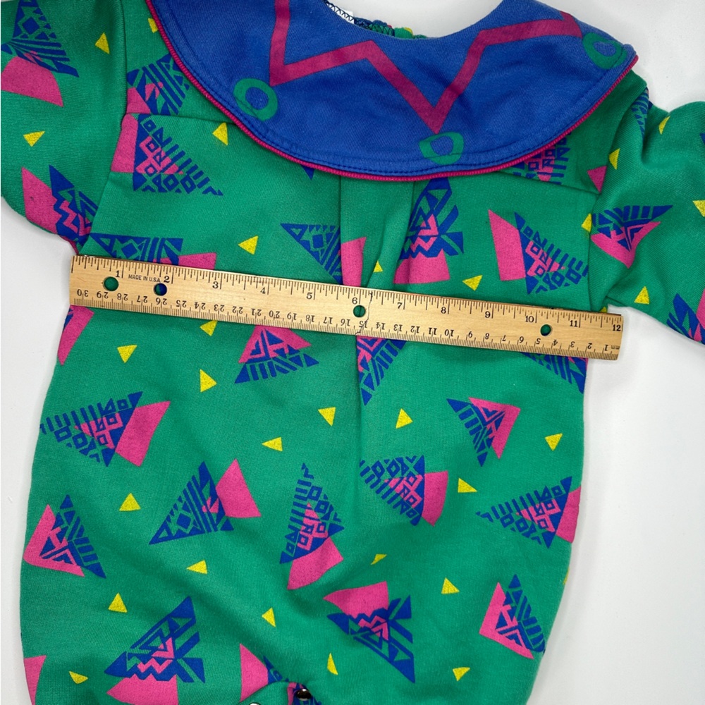 VTG Parco 12M Baby Collared Romper Unisex Geometric 80s 90s - Picture 7 of 10